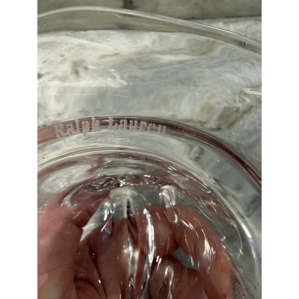 Vintage Signed Ralph Lauren Lead Crystal Glass Cowboy Hat Decorative Paperweight - Picture 6 of 9